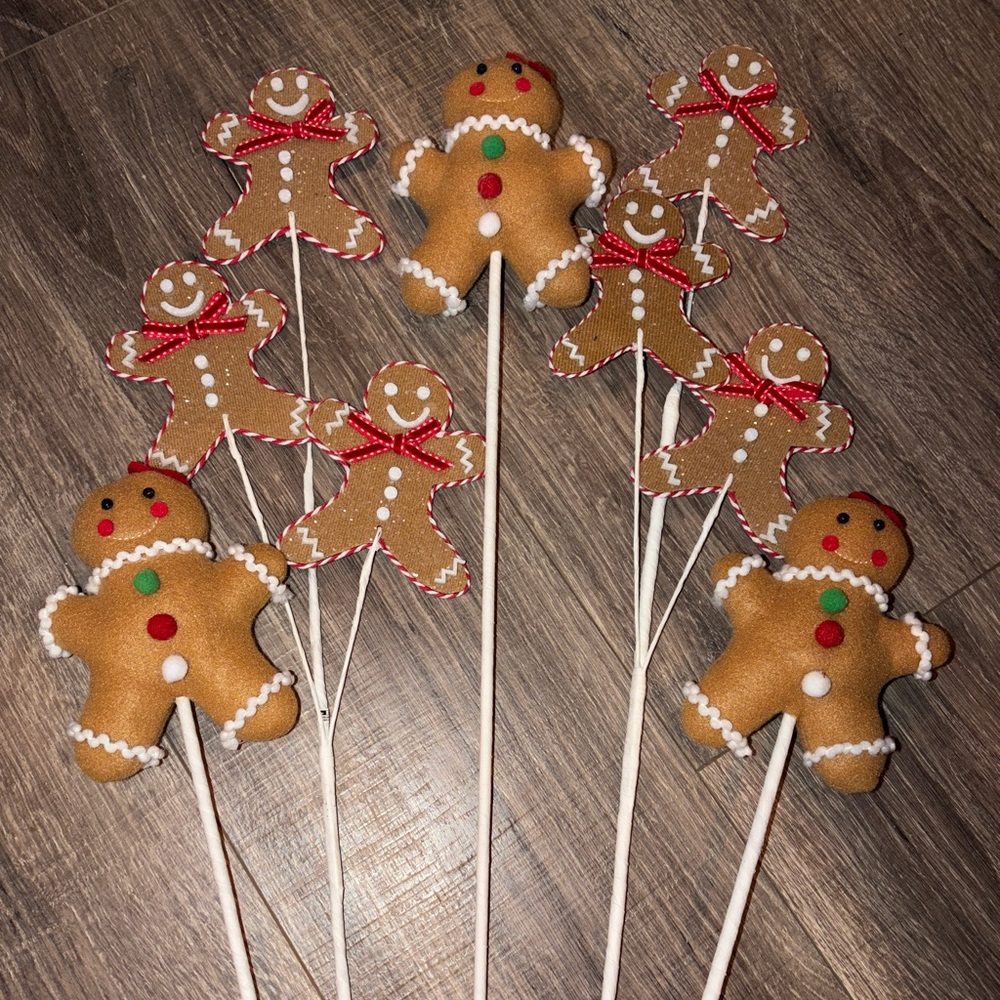 🏷️ 3/$75 Deal 🫱🏻‍🫲🏽 Set of 5 Gingerbread Tree Picks Extra Long Fits Any Tree